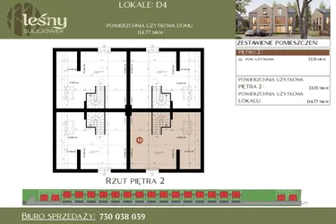 Rzut - Dom na sprzedaż 5 pokoi o powierzchni 114,77 m² - numer D4 w Leśny Sulejówek