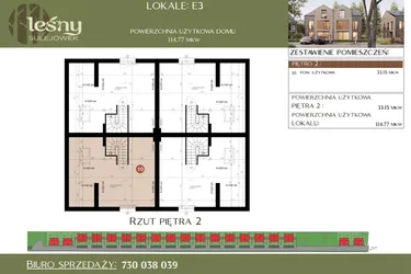 Rzut - Dom na sprzedaż 5 pokoi o powierzchni 114,77 m² - numer E3 w Leśny Sulejówek