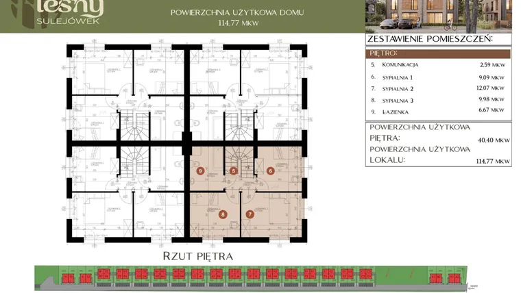 Rzut - Dom na sprzedaż 5 pokoi o powierzchni 114,77 m² - numer F4 w Leśny Sulejówek