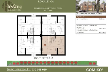 Rzut - Dom na sprzedaż 5 pokoi o powierzchni 114,77 m² - numer G4 w Leśny Sulejówek