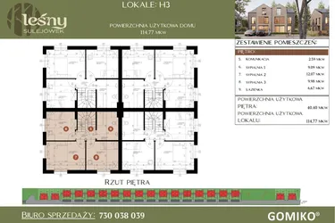Rzut - Dom na sprzedaż 5 pokoi o powierzchni 114,77 m² - numer H3 w Leśny Sulejówek