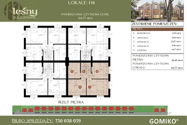 Rzut - Dom na sprzedaż 5 pokoi o powierzchni 114,77 m² - numer H4 w Leśny Sulejówek