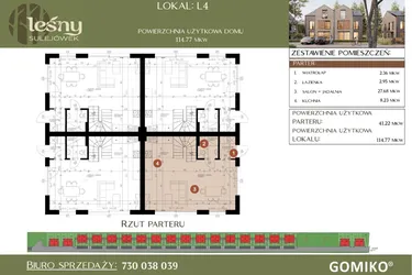 Rzut - Dom na sprzedaż 5 pokoi o powierzchni 114,77 m² - numer L4 w Leśny Sulejówek