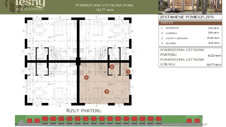 Rzut - Dom na sprzedaż 5 pokoi o powierzchni 114,77 m² - numer L4 w Leśny Sulejówek