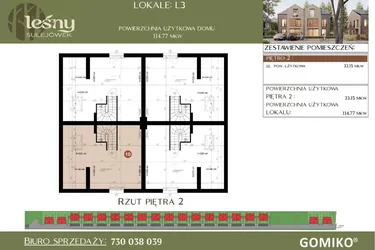 Rzut - Dom na sprzedaż 5 pokoi o powierzchni 114,77 m² - numer L3 w Leśny Sulejówek
