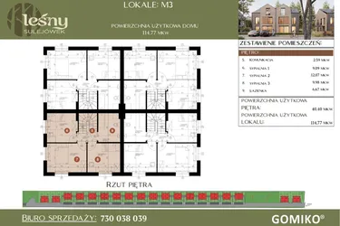 Rzut - Dom na sprzedaż 5 pokoi o powierzchni 114,77 m² - numer M3 w Leśny Sulejówek