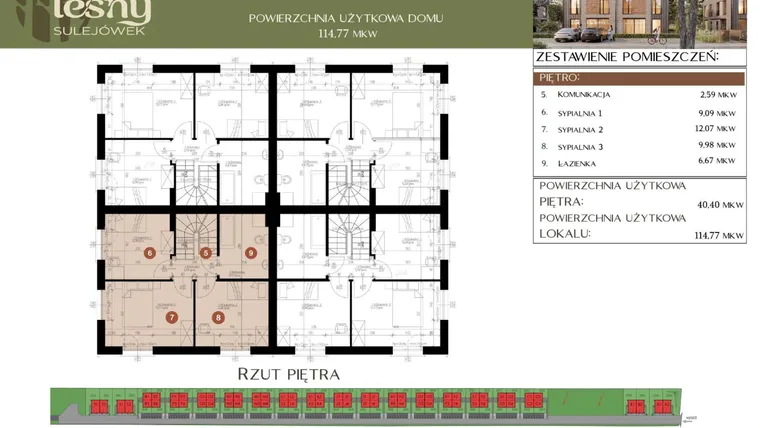Rzut - Dom na sprzedaż 5 pokoi o powierzchni 114,77 m² - numer P3 w Leśny Sulejówek