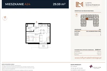 Rzut - Mieszkanie na sprzedaż 1 pokój o powierzchni 29,59 m² - numer A24 w Lofty Madalińskiego