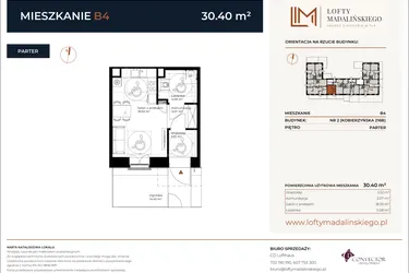 Rzut - Mieszkanie na sprzedaż 1 pokój o powierzchni 30,4 m² - numer B4 w Lofty Madalińskiego