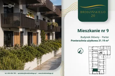 Rzut - Mieszkanie na sprzedaż 1 pokój o powierzchni 31,19 m² - numer 9 w Brodzińskiego 20