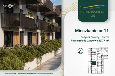 Rzut - Mieszkanie na sprzedaż 2 pokoje o powierzchni 40,77 m² - numer 11 w Brodzińskiego 20