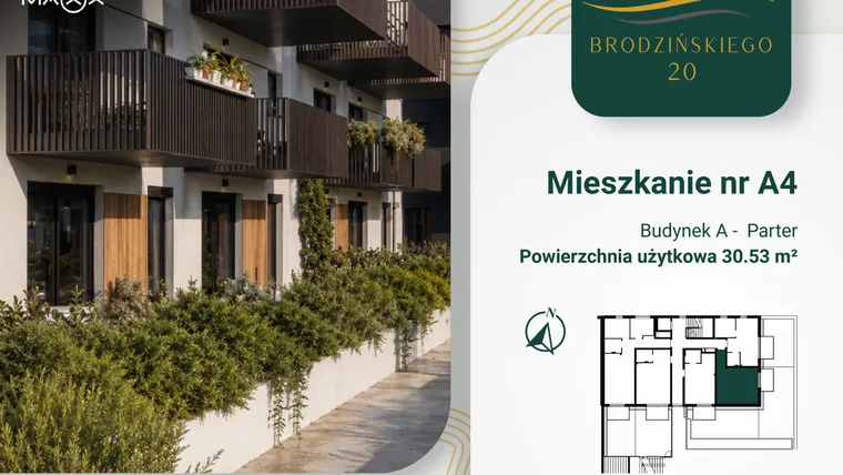 Rzut - Mieszkanie na sprzedaż 1 pokój o powierzchni 30,53 m² - numer A.04 w Brodzińskiego 20