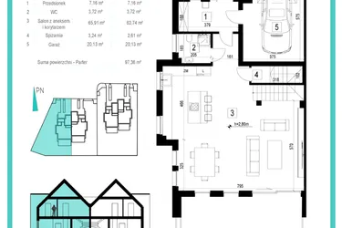 Rzut - Dom na sprzedaż 4 pokoje o powierzchni 193,36 m² - numer 101/2 w Siadło Dolne 99|101
