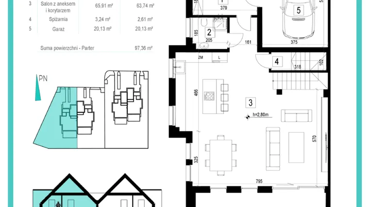 Rzut - Dom na sprzedaż 4 pokoje o powierzchni 193,36 m² - numer 101/2 w Siadło Dolne 99|101