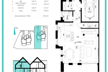 Rzut - Dom na sprzedaż 4 pokoje o powierzchni 166,61 m² - numer 99/2 w Siadło Dolne 99|101