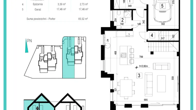 Rzut - Dom na sprzedaż 4 pokoje o powierzchni 166,61 m² - numer 99/2 w Siadło Dolne 99|101