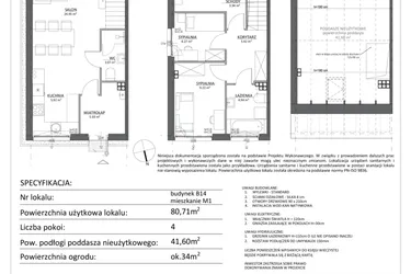Rzut - Mieszkanie na sprzedaż 4 pokoje o powierzchni 80,71 m² - numer B14.M1 w Libre Park etap II