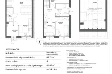 Rzut - Mieszkanie na sprzedaż 4 pokoje o powierzchni 80,71 m² - numer A14.M1 w Libre Park etap II
