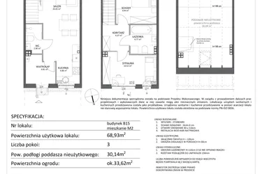 Rzut - Mieszkanie na sprzedaż 3 pokoje o powierzchni 69,37 m² - numer B15.M2 w Libre Park etap II