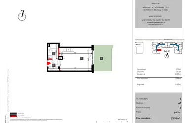 Rzut - Mieszkanie na sprzedaż 1 pokój o powierzchni 25,98 m² - numer 6 w Mochtyńska 56 etap II