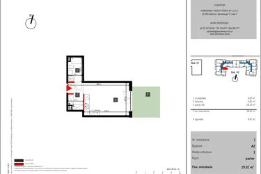 Rzut - Mieszkanie na sprzedaż 1 pokój o powierzchni 29,02 m² - numer 7 w Mochtyńska 56 etap II