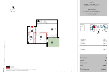 Rzut - Mieszkanie na sprzedaż 2 pokoje o powierzchni 41,06 m² - numer 8 w Mochtyńska 56 etap II