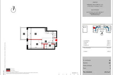 Rzut - Mieszkanie na sprzedaż 2 pokoje o powierzchni 37,17 m² - numer 12 w Mochtyńska 56 etap II