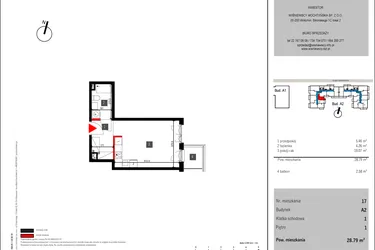 Rzut - Mieszkanie na sprzedaż 1 pokój o powierzchni 28,79 m² - numer 17 w Mochtyńska 56 etap II