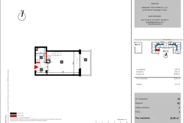 Rzut - Mieszkanie na sprzedaż 1 pokój o powierzchni 25,95 m² - numer 16 w Mochtyńska 56 etap II