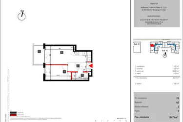 Rzut - Mieszkanie na sprzedaż 2 pokoje o powierzchni 36,79 m² - numer 24 w Mochtyńska 56 etap II