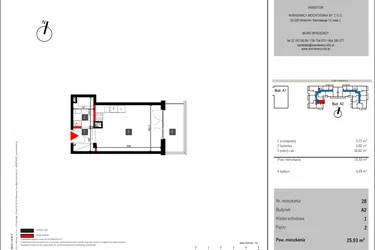 Rzut - Mieszkanie na sprzedaż 1 pokój o powierzchni 25,93 m² - numer 28 w Mochtyńska 56 etap II