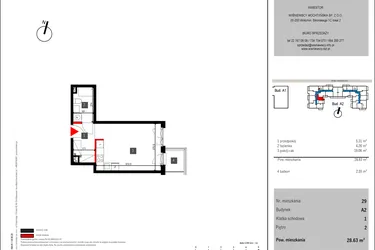 Rzut - Mieszkanie na sprzedaż 1 pokój o powierzchni 28,63 m² - numer 29 w Mochtyńska 56 etap II