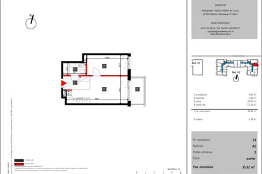 Rzut - Mieszkanie na sprzedaż 2 pokoje o powierzchni 35,82 m² - numer 34 w Mochtyńska 56 etap II
