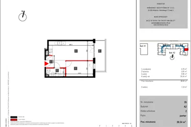 Rzut - Mieszkanie na sprzedaż 2 pokoje o powierzchni 38,54 m² - numer 35 w Mochtyńska 56 etap II