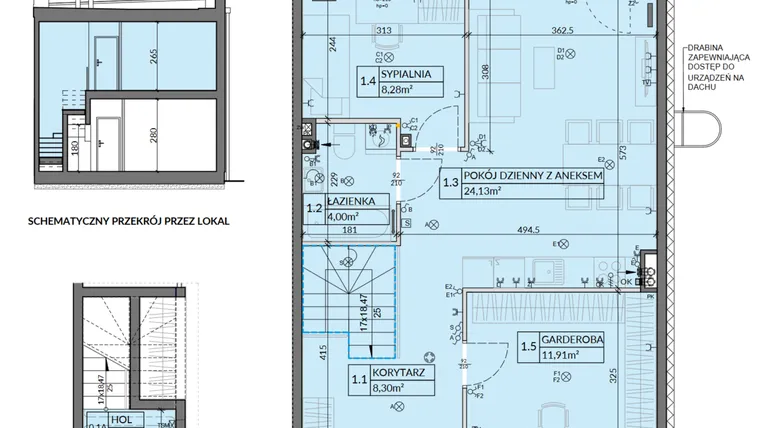 Rzut - Mieszkanie na sprzedaż 3 pokoje o powierzchni 61,78 m² - numer 4 w Boska Pabianicka