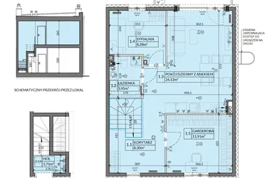 Rzut - Mieszkanie na sprzedaż 3 pokoje o powierzchni 61,78 m² - numer 4 w Boska Pabianicka