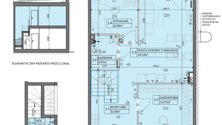Rzut - Mieszkanie na sprzedaż 3 pokoje o powierzchni 61,78 m² - numer 4 w Boska Pabianicka