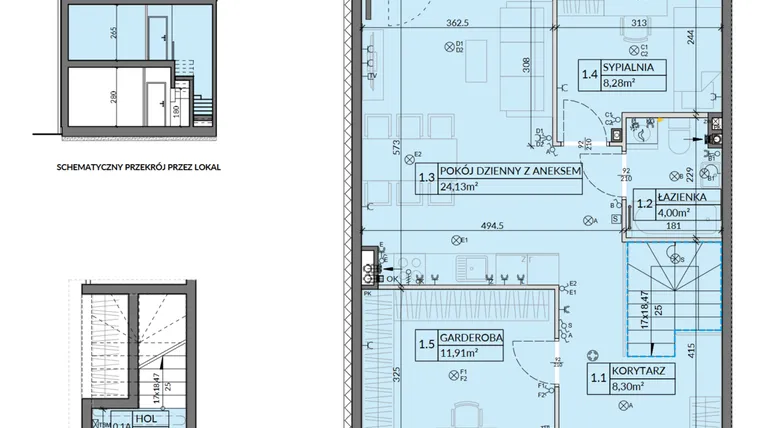 Rzut - Mieszkanie na sprzedaż 3 pokoje o powierzchni 61,78 m² - numer 2 w Boska Pabianicka
