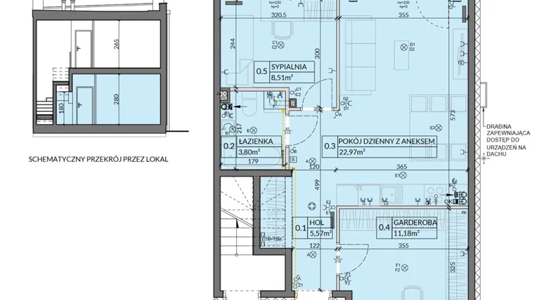Rzut - Mieszkanie na sprzedaż 3 pokoje o powierzchni 52,08 m² - numer 3 w Boska Pabianicka