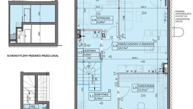 Rzut - Mieszkanie na sprzedaż 3 pokoje o powierzchni 61,78 m² - numer 8 w Boska Pabianicka