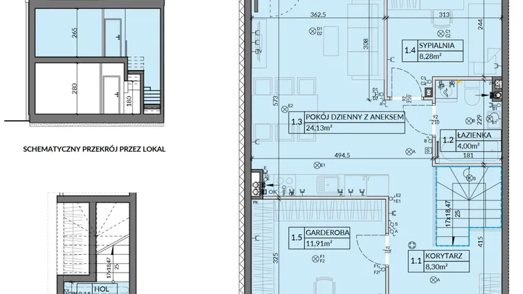 Rzut - Mieszkanie na sprzedaż 3 pokoje o powierzchni 61,78 m² - numer 14 w Boska Pabianicka