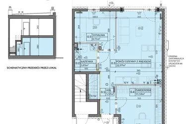 Rzut - Mieszkanie na sprzedaż 3 pokoje o powierzchni 52,08 m² - numer 15 w Boska Pabianicka