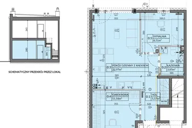 Rzut - Mieszkanie na sprzedaż 3 pokoje o powierzchni 52,08 m² - numer 5 w Boska Pabianicka