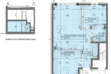 Rzut - Mieszkanie na sprzedaż 3 pokoje o powierzchni 52,08 m² - numer 17 w Boska Pabianicka