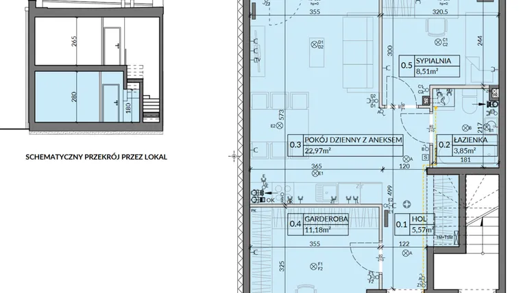 Rzut - Mieszkanie na sprzedaż 3 pokoje o powierzchni 52,08 m² - numer 17 w Boska Pabianicka