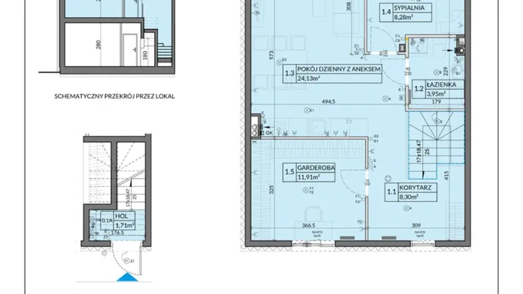 Rzut - Mieszkanie na sprzedaż 3 pokoje o powierzchni 61,78 m² - numer 18 w Boska Pabianicka