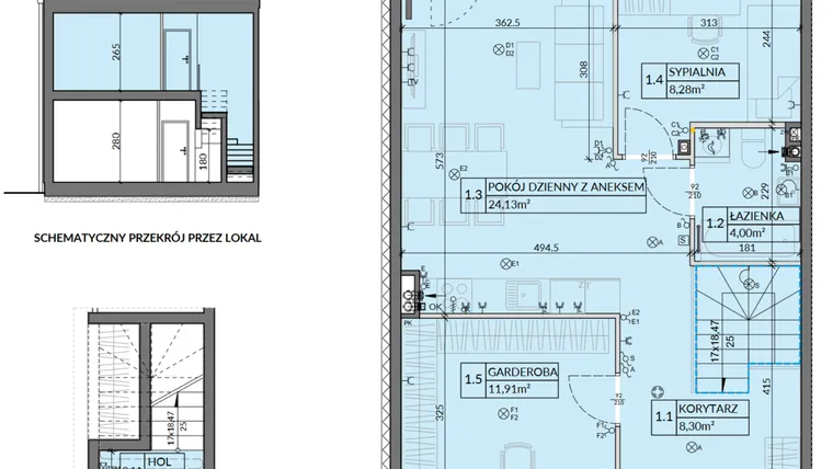 Rzut - Mieszkanie na sprzedaż 3 pokoje o powierzchni 61,78 m² - numer 18 w Boska Pabianicka