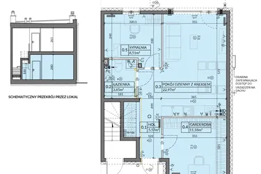 Rzut - Mieszkanie na sprzedaż 3 pokoje o powierzchni 52,08 m² - numer 7 w Boska Pabianicka