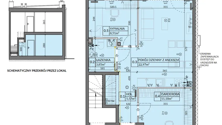 Rzut - Mieszkanie na sprzedaż 3 pokoje o powierzchni 52,08 m² - numer 7 w Boska Pabianicka