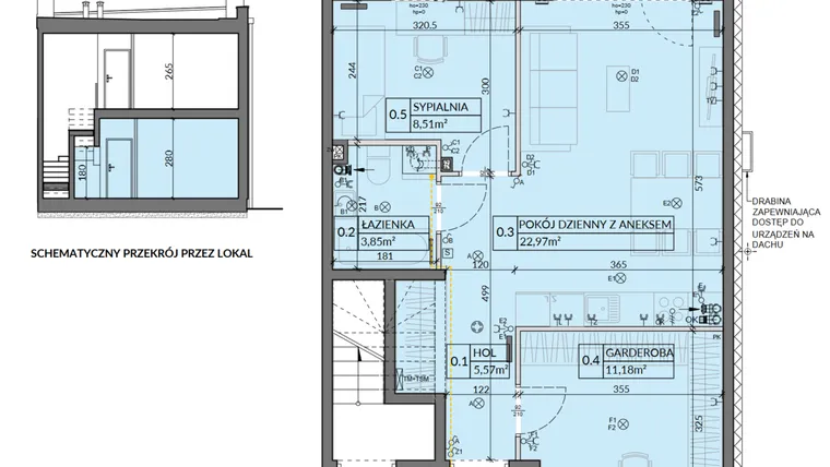 Rzut - Mieszkanie na sprzedaż 3 pokoje o powierzchni 52,08 m² - numer 19 w Boska Pabianicka